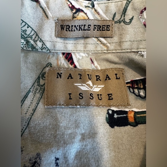 VTG 90s Natural Issue Men's Button Up Fishing Shirt XL All Over Print. - Picture 6 of 12